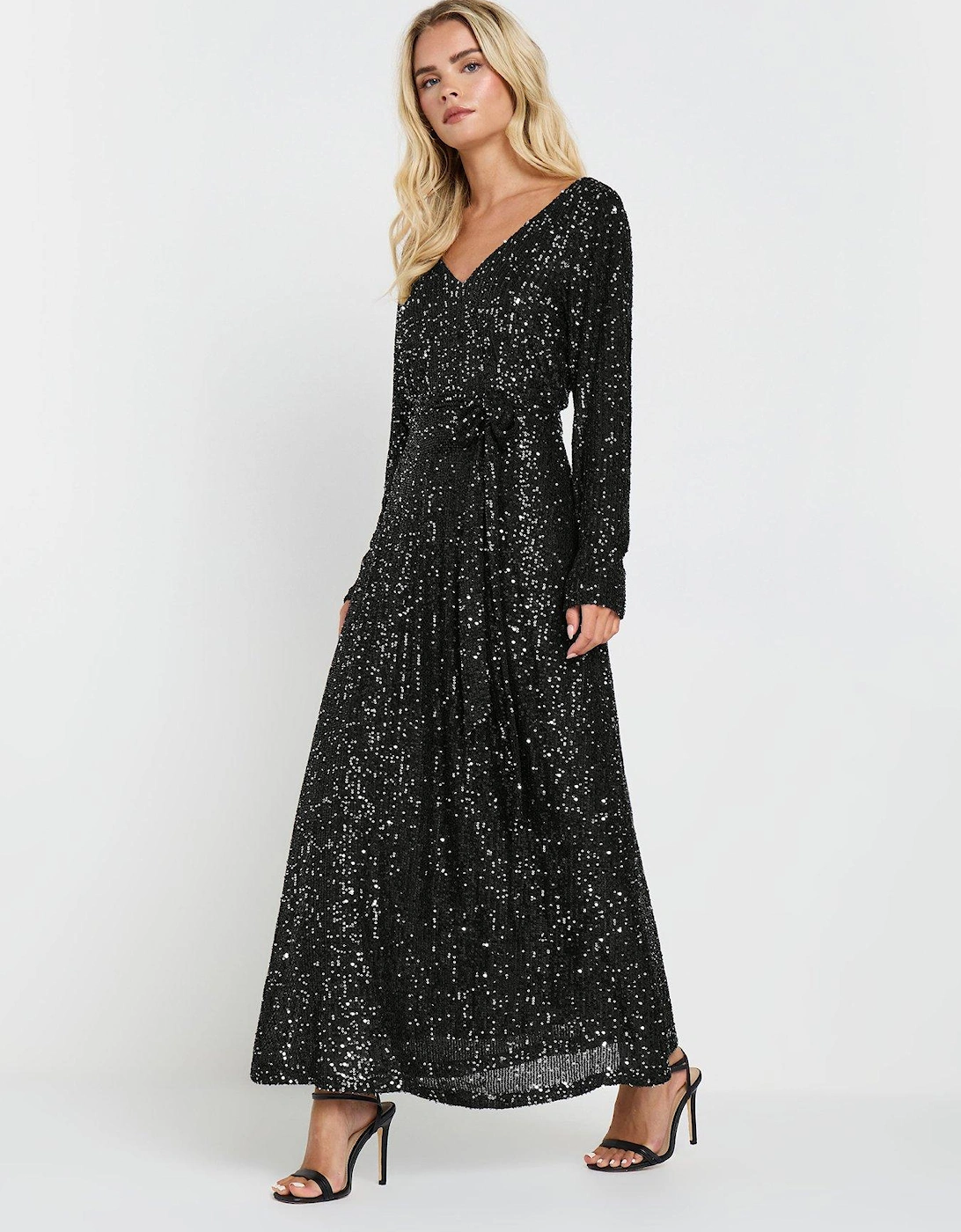 Long Sleeve Sequin Maxi Dress - Silver, 2 of 1