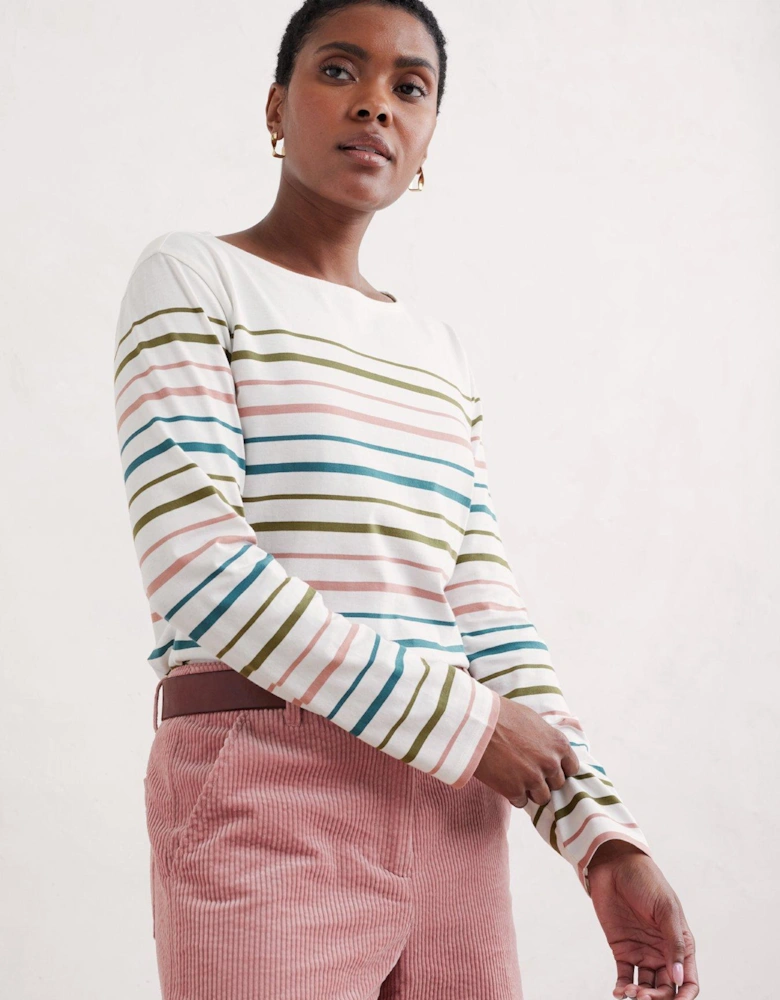 Pure Cotton Striped Top - White