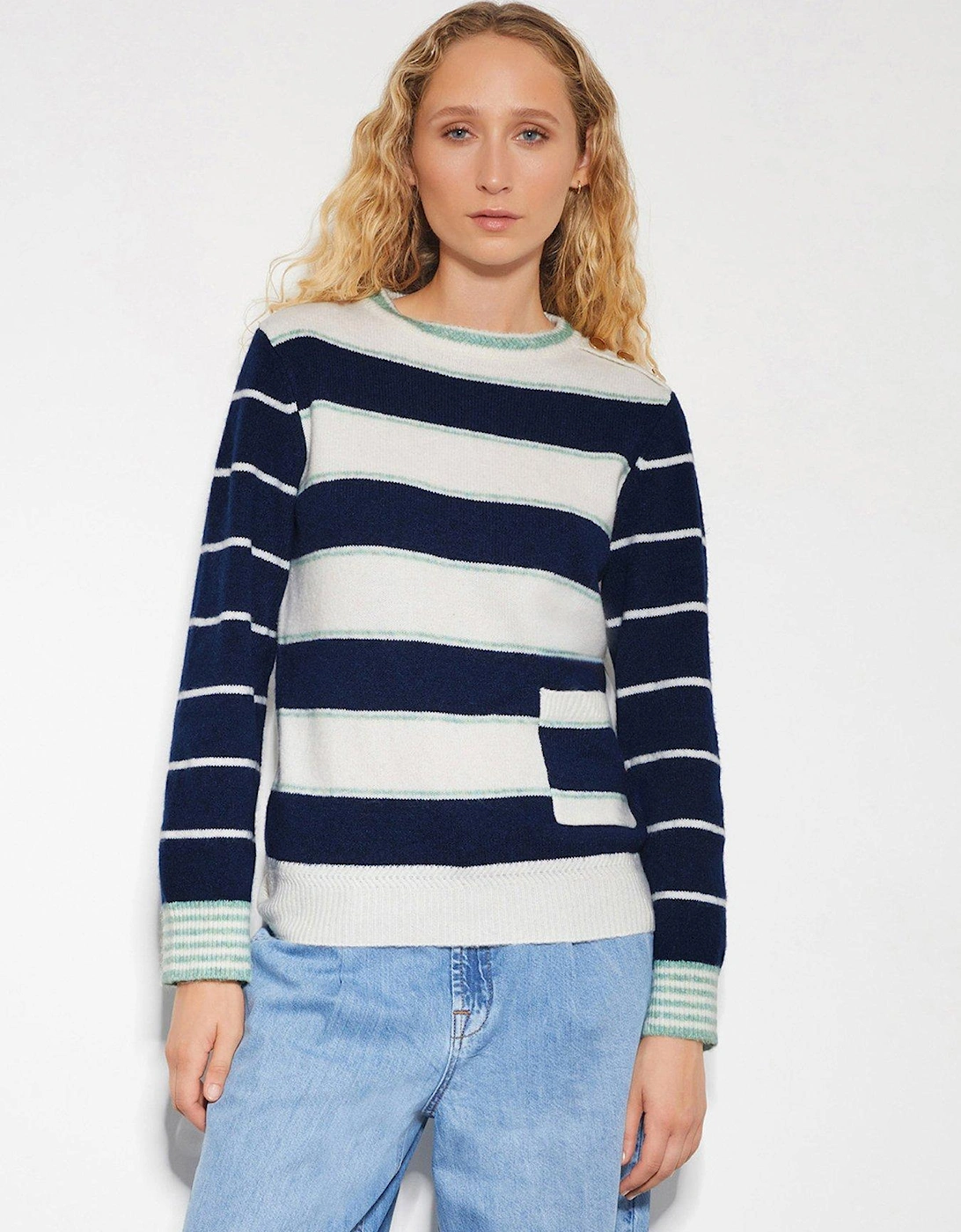 Sutton Stripe Jumper - Navy, 2 of 1