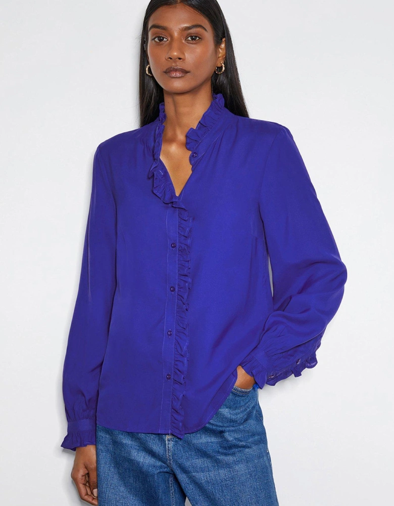 Cecily Ruffle Blouse Cobalt - Blue