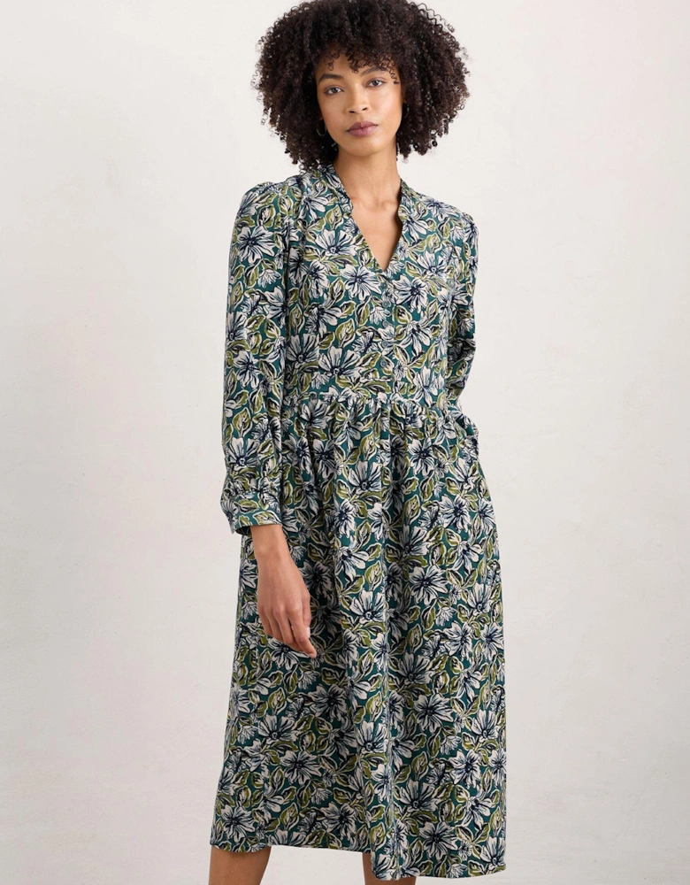 Floral Notch Neck Midi Dress