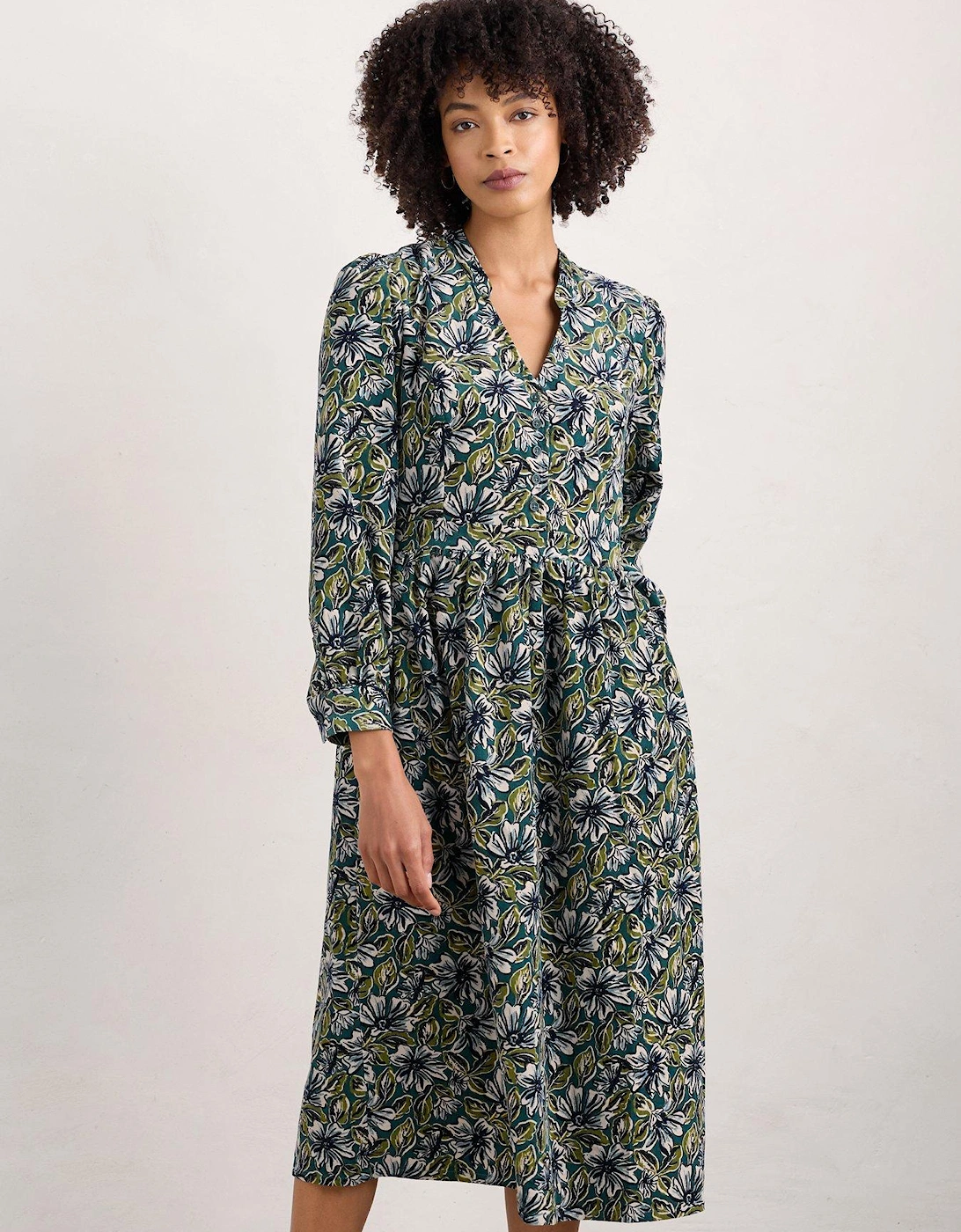 Floral Notch Neck Midi Dress, 6 of 5