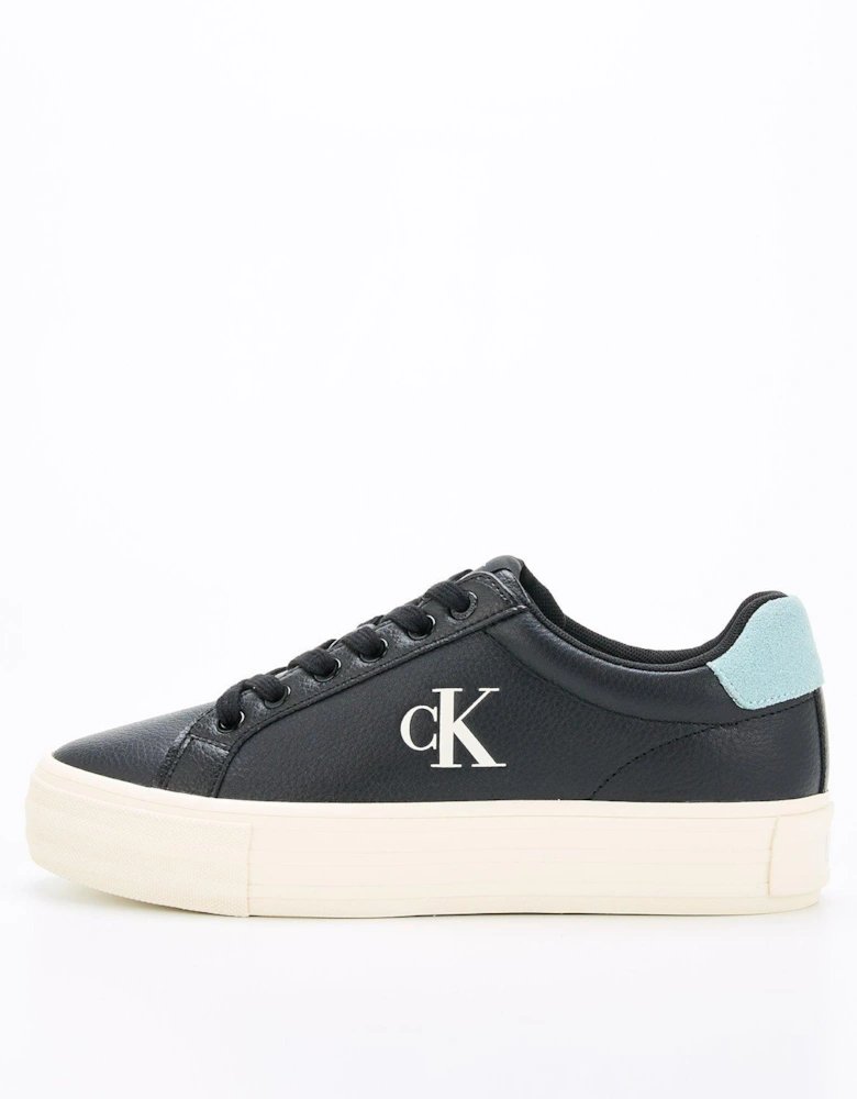 Bold Flatform Leather Trainer - Black