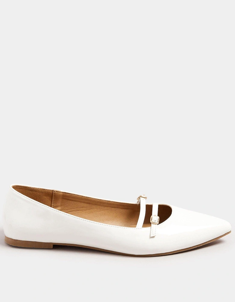 Flat Pointed Toe Multi Strap Pump - White