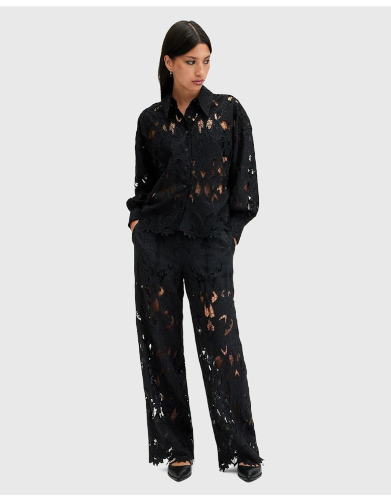 Charli Embroidered Straight Fit Trousers - Black