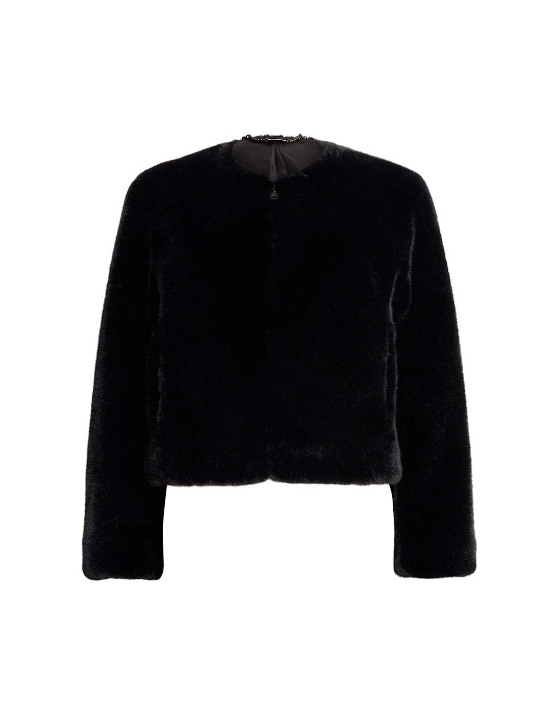 Florence Faux Fur Cropped Coat - Black