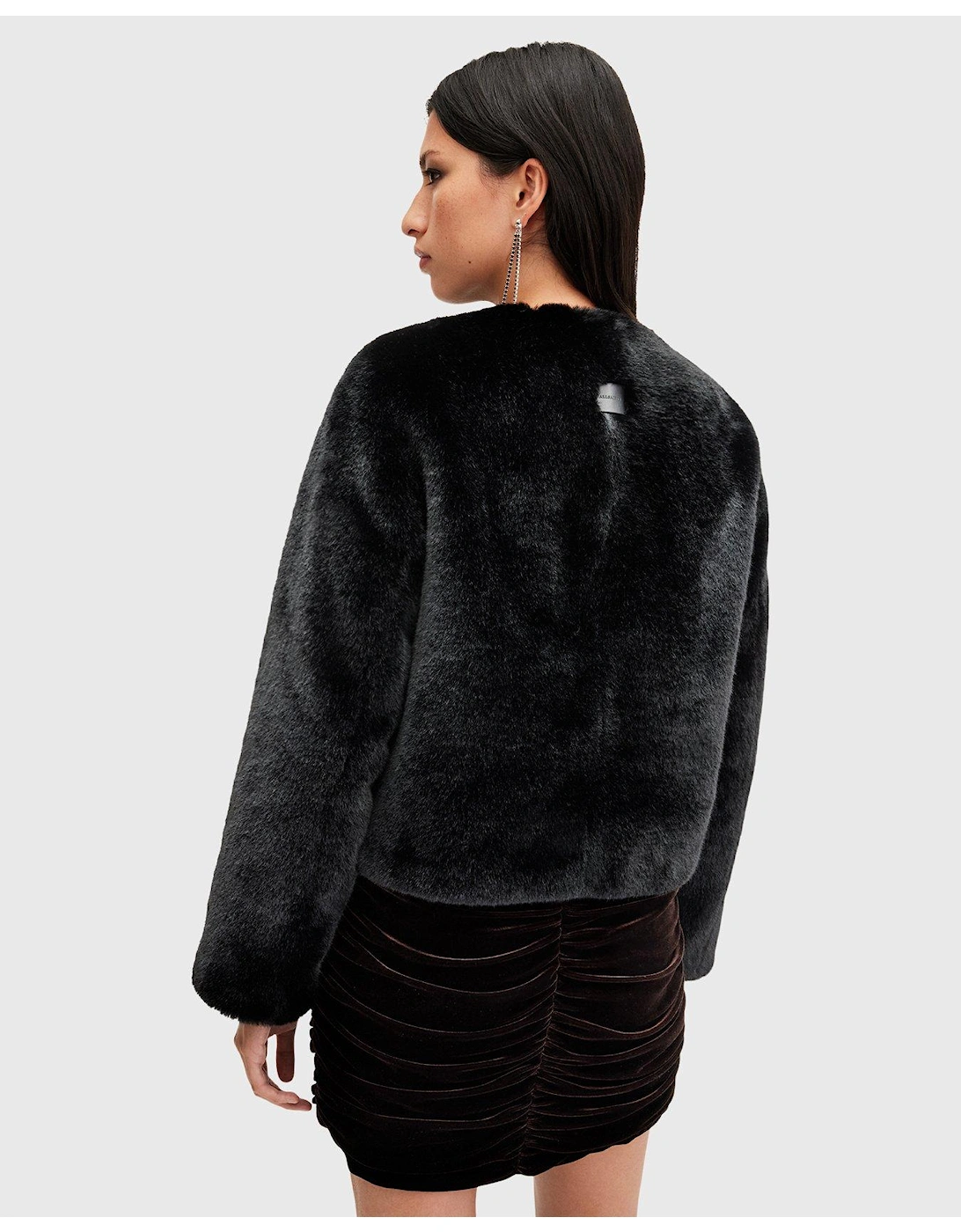 Florence Faux Fur Cropped Coat - Black