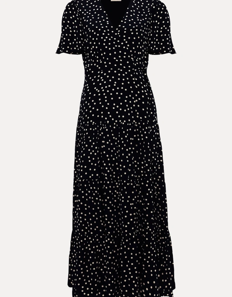 Jenna Black Spot Wrap Midaxi Dress