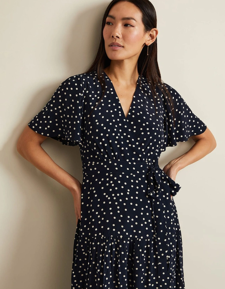 Jenna Black Spot Wrap Midaxi Dress