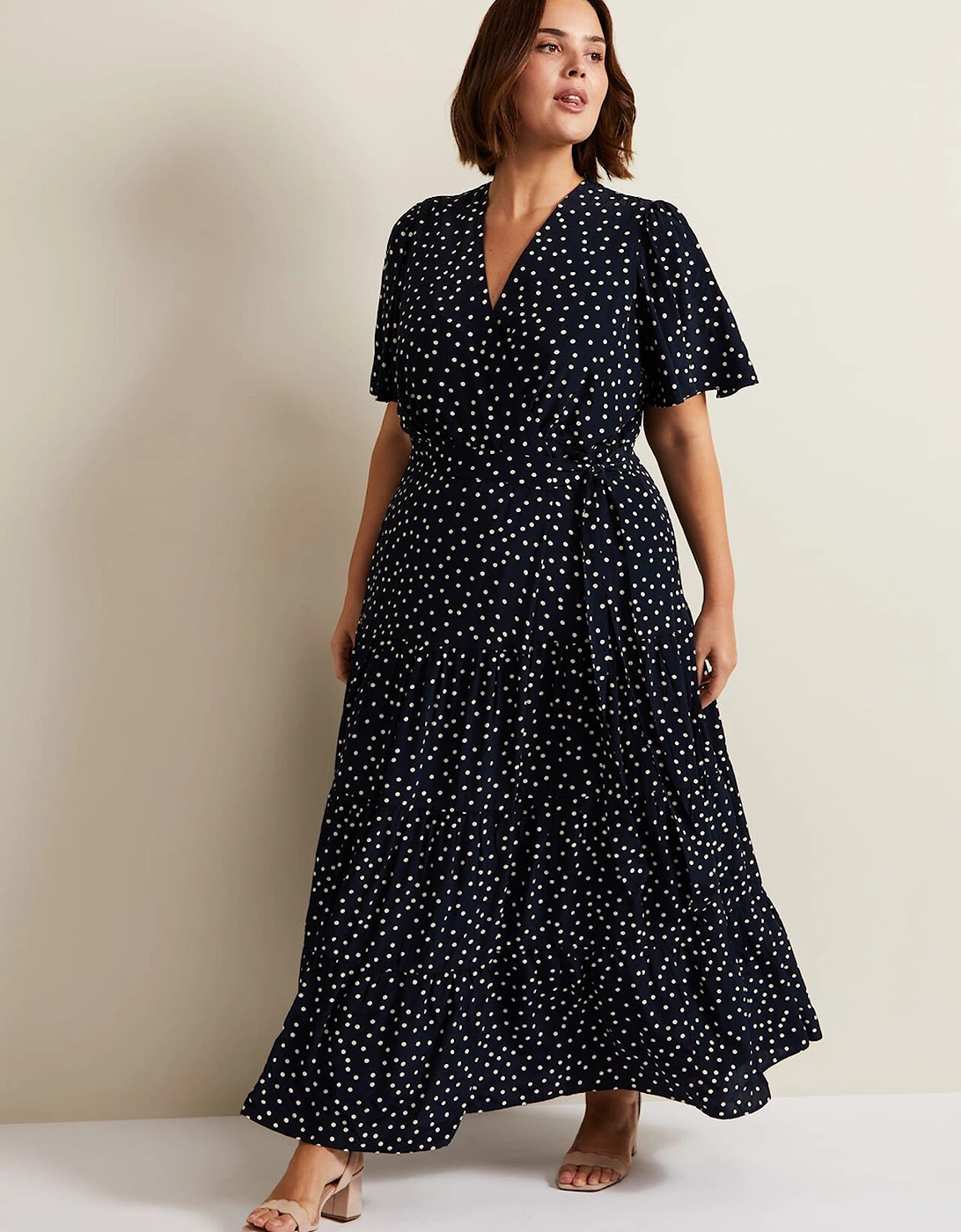 Jenna Black Spot Wrap Midaxi Dress