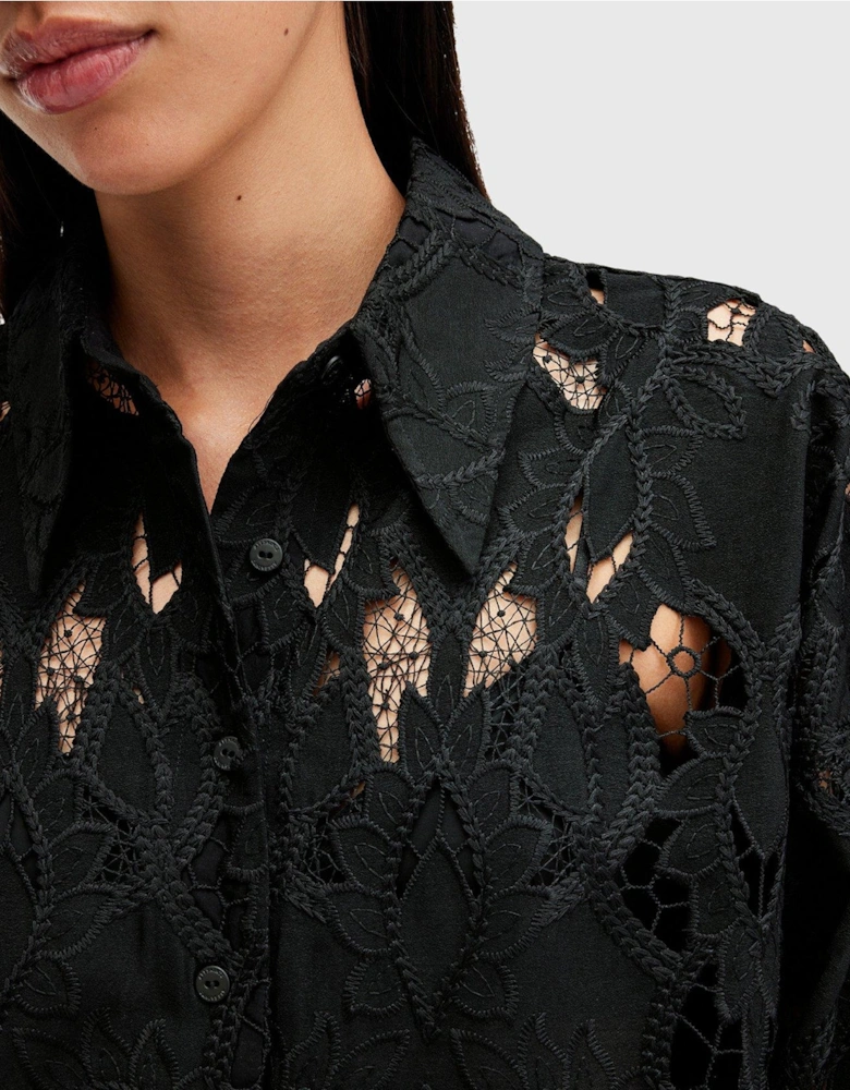 Charli Relaxed Fit Embroidered Shirt - Black