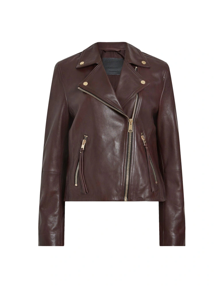 Balfern Leather Biker Jacket - Dark Red