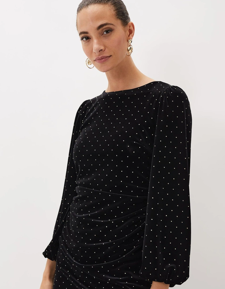 Adele Studded Velvet Mini Dress