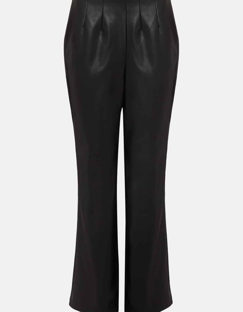 Marielle Black Faux Leather Cropped Trousers