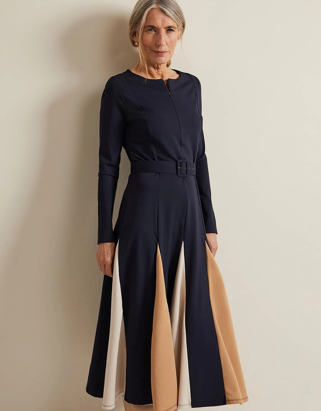 Paula Navy Midi Dress