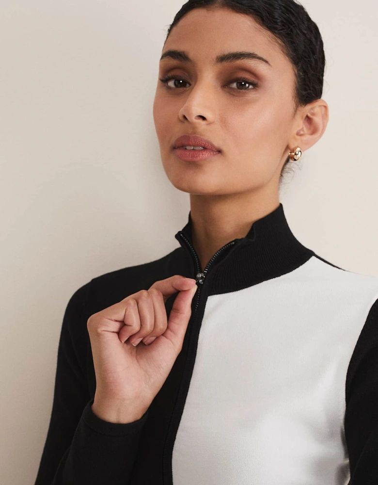 Arden Zip Detail Colourblock Knit Tunic