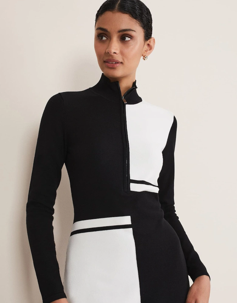 Arden Zip Detail Colourblock Knit Tunic