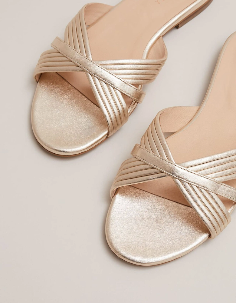 Leather Flat Slider Sandal