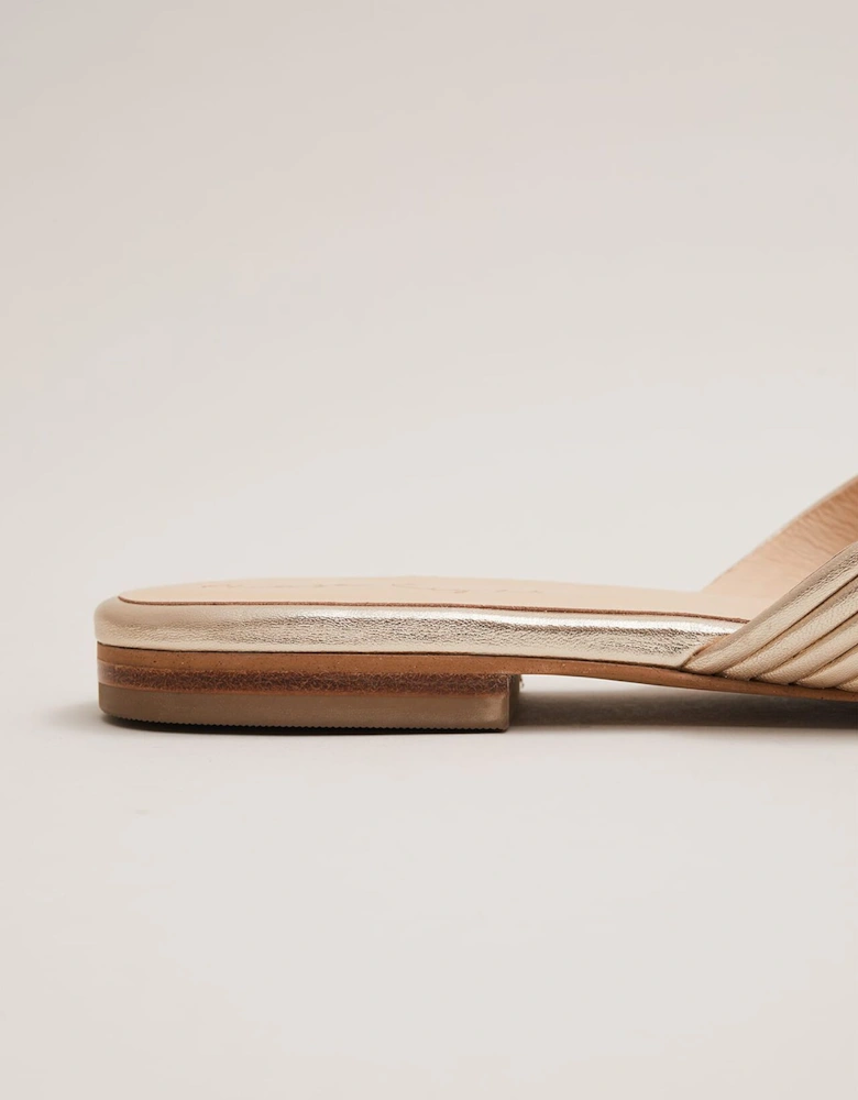 Leather Flat Slider Sandal