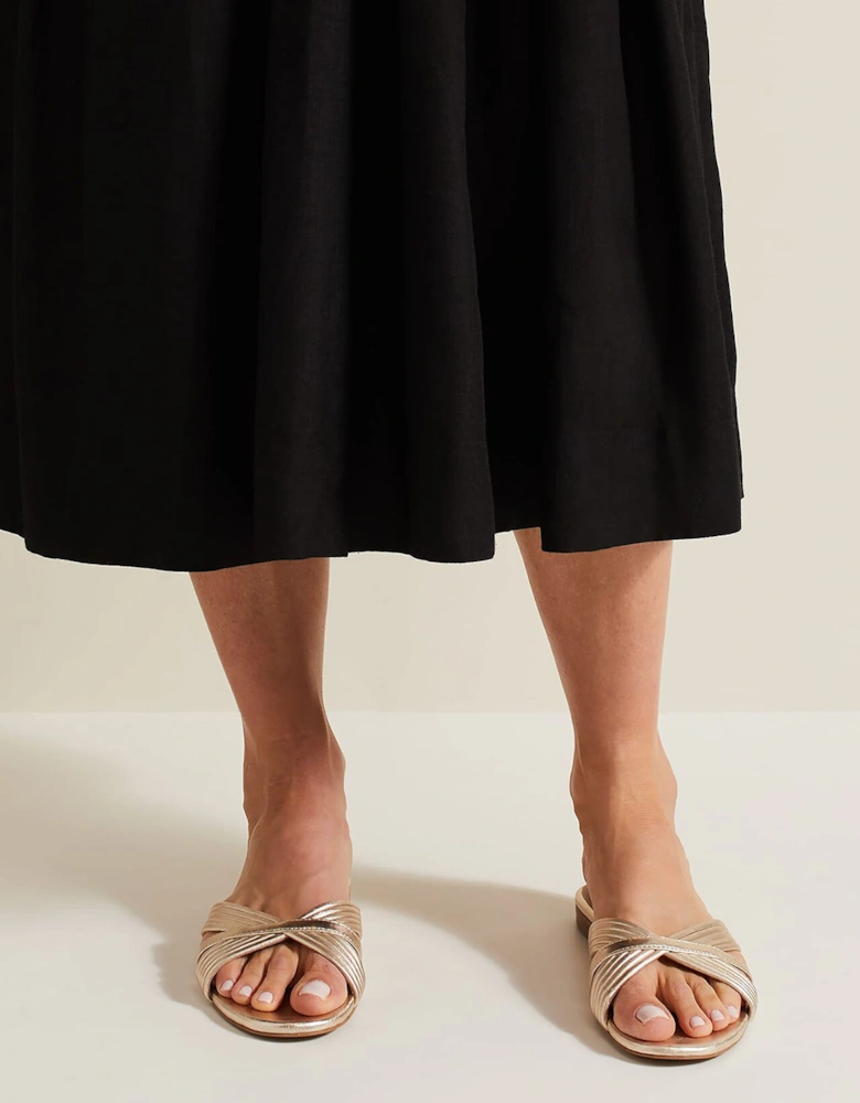 Leather Flat Slider Sandal