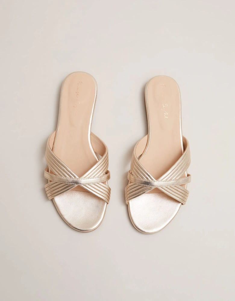 Leather Flat Slider Sandal