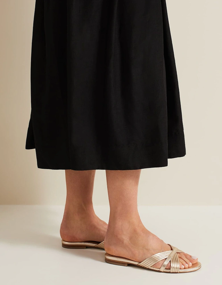 Leather Flat Slider Sandal