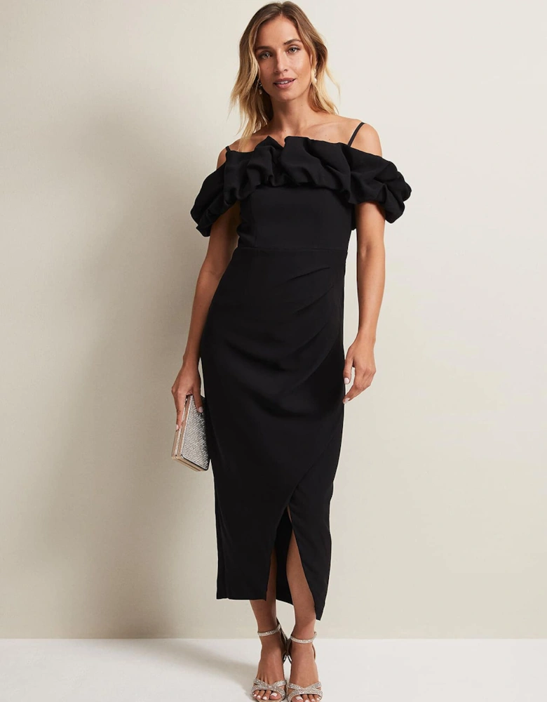 Mallory Black Off The Shoulder Maxi Dress