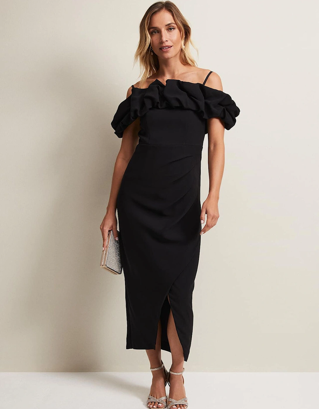 Mallory Black Off The Shoulder Maxi Dress