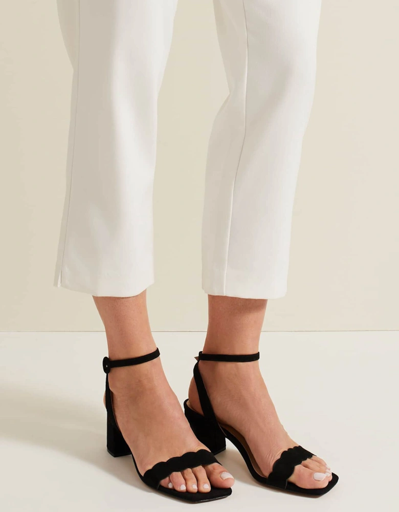 Suede Scallop Block Heel