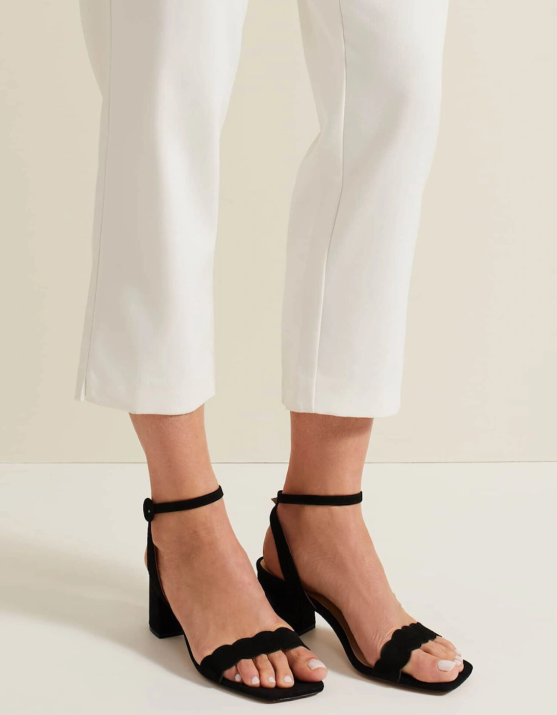 Suede Scallop Block Heel
