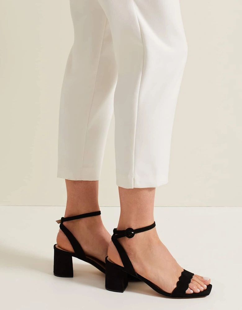 Suede Scallop Block Heel
