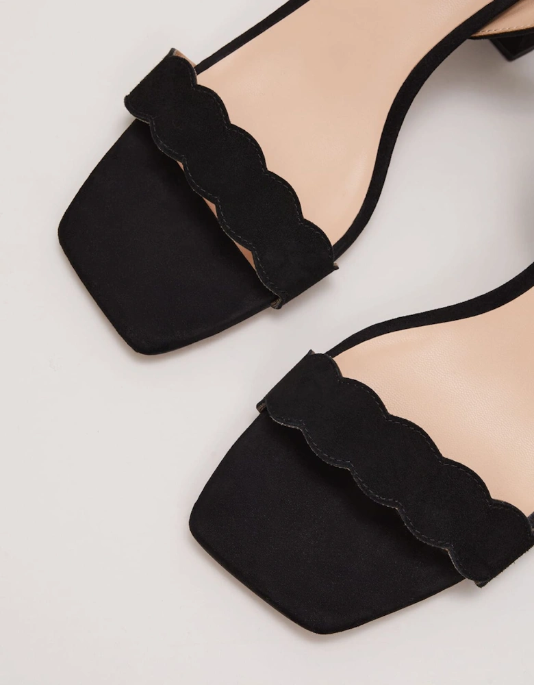 Suede Scallop Block Heel