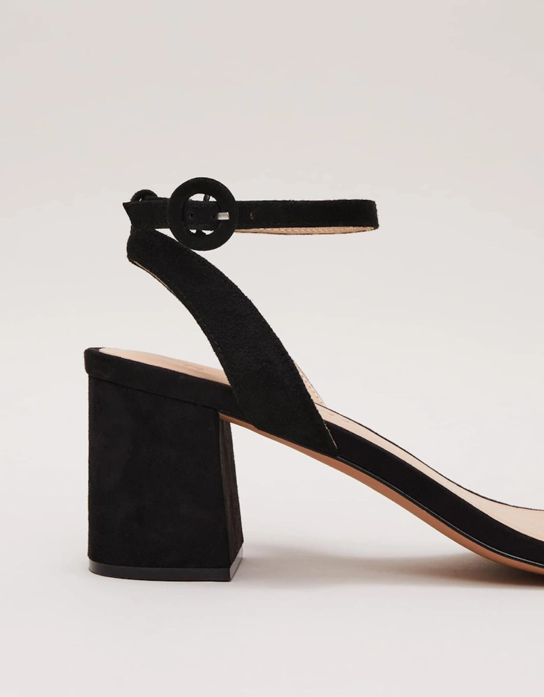 Suede Scallop Block Heel