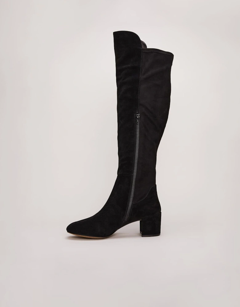 Milly Black Leather Knee High Boots