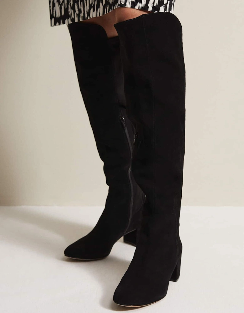 Milly Black Leather Knee High Boots