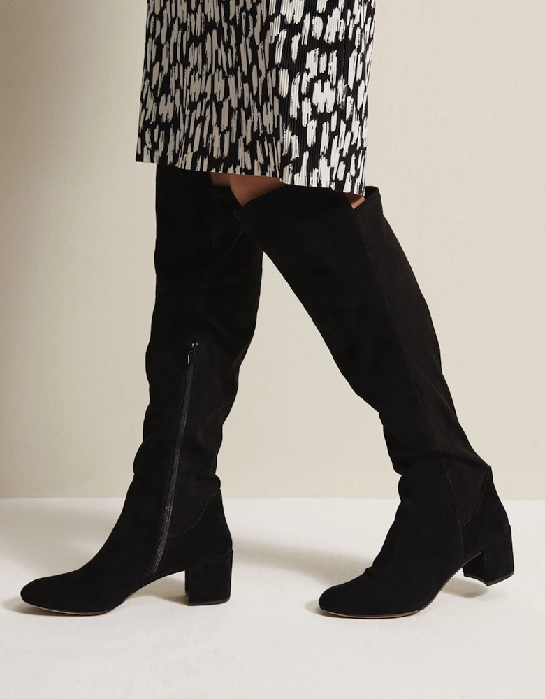 Milly Black Leather Knee High Boots