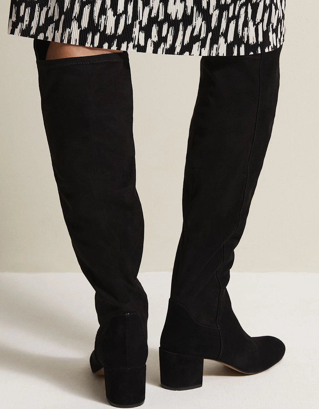 Milly Black Leather Knee High Boots