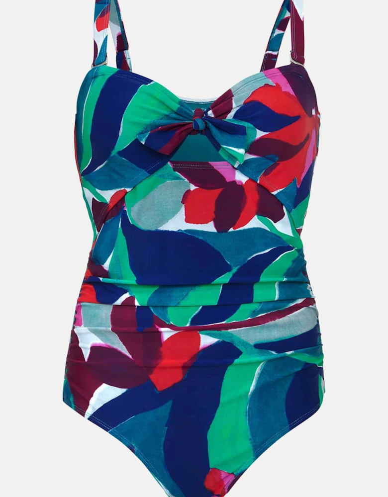 Jungle Palm Print Knot Tie Swimsuit