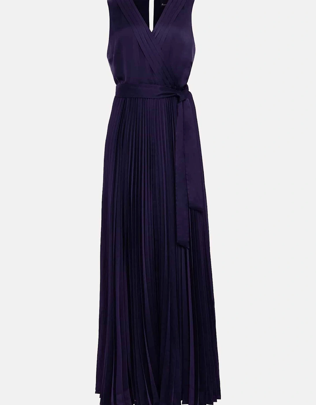Bonnie Pleat Wrap Satin Maxi Dress