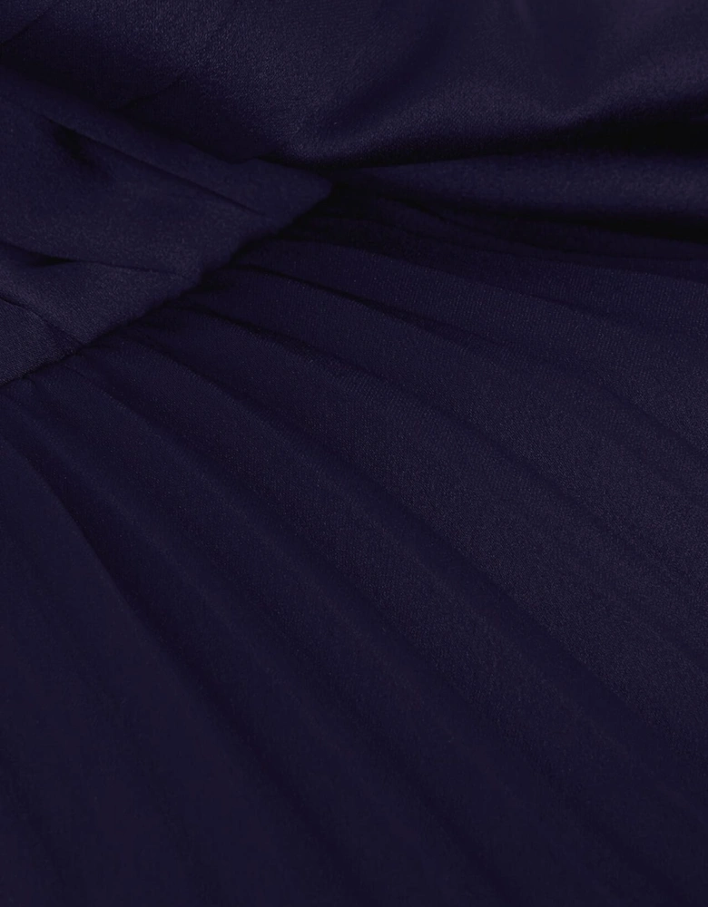 Bonnie Pleat Wrap Satin Maxi Dress