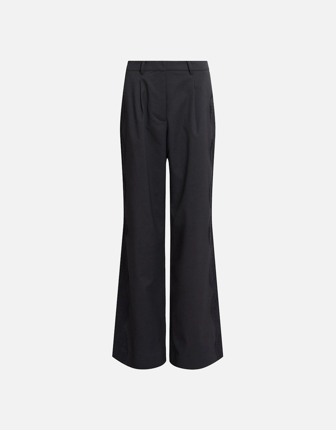 Lacey Lace Trim Trousers - Black