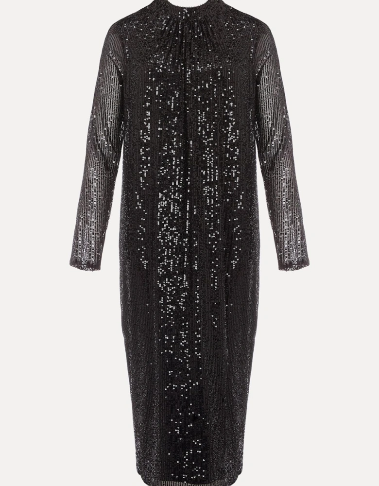 Cindy Black Sequin Midi Dress