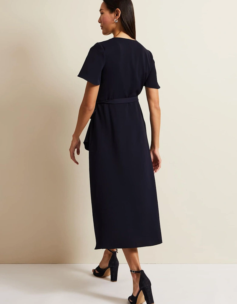 Julissa Navy Frill Wrap Dress