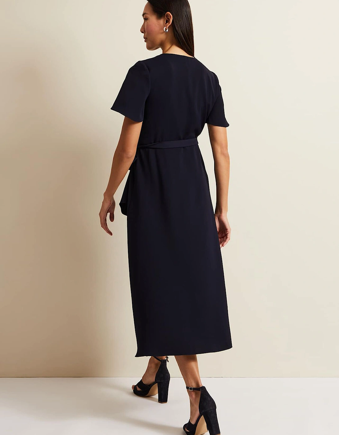 Julissa Navy Frill Wrap Dress