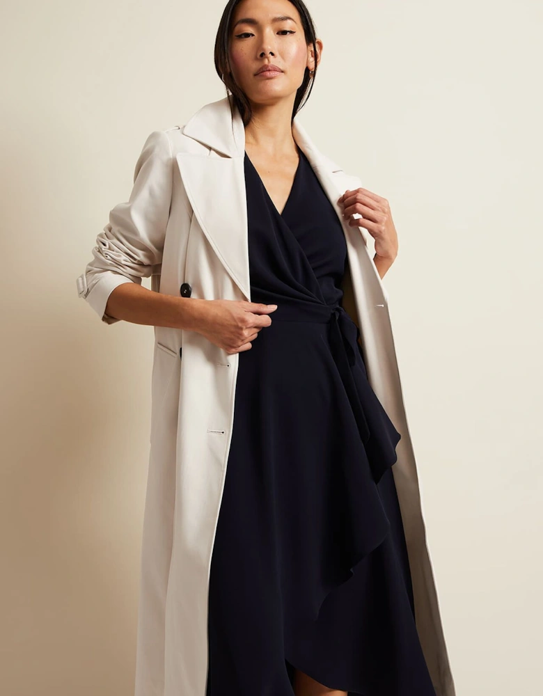 Julissa Navy Frill Wrap Dress