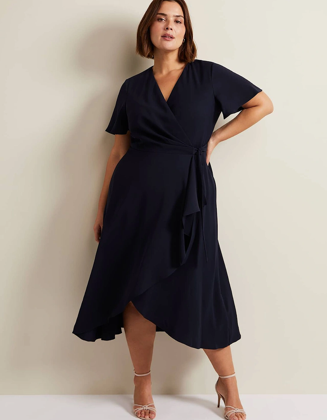 Julissa Navy Frill Wrap Dress