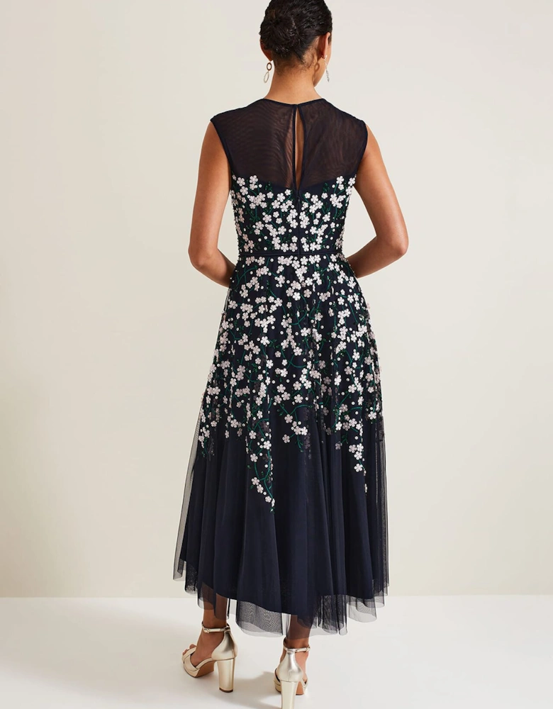 Ellen Blossom Beaded Midi Dress