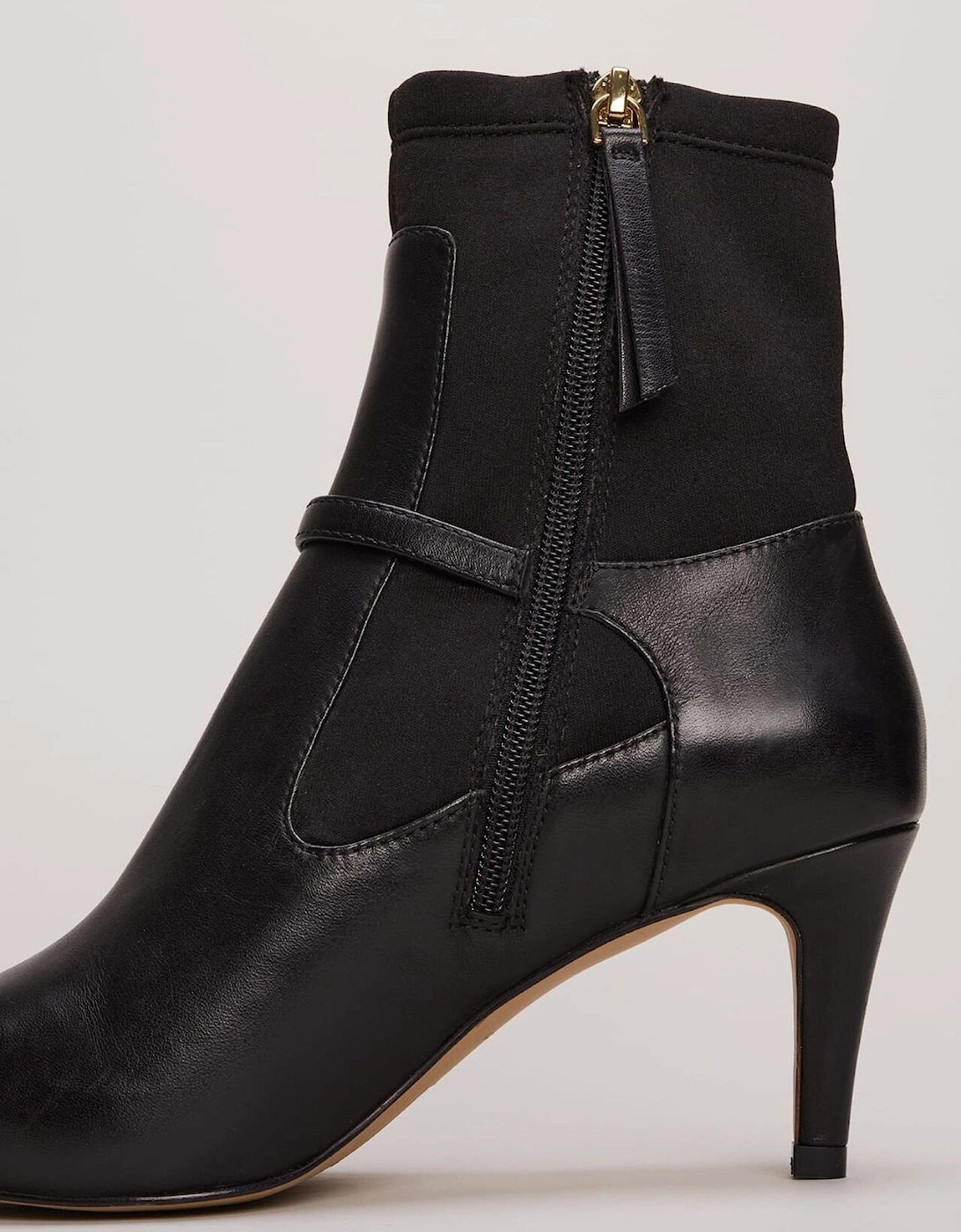 Leather Buckle Detail Sock Boots