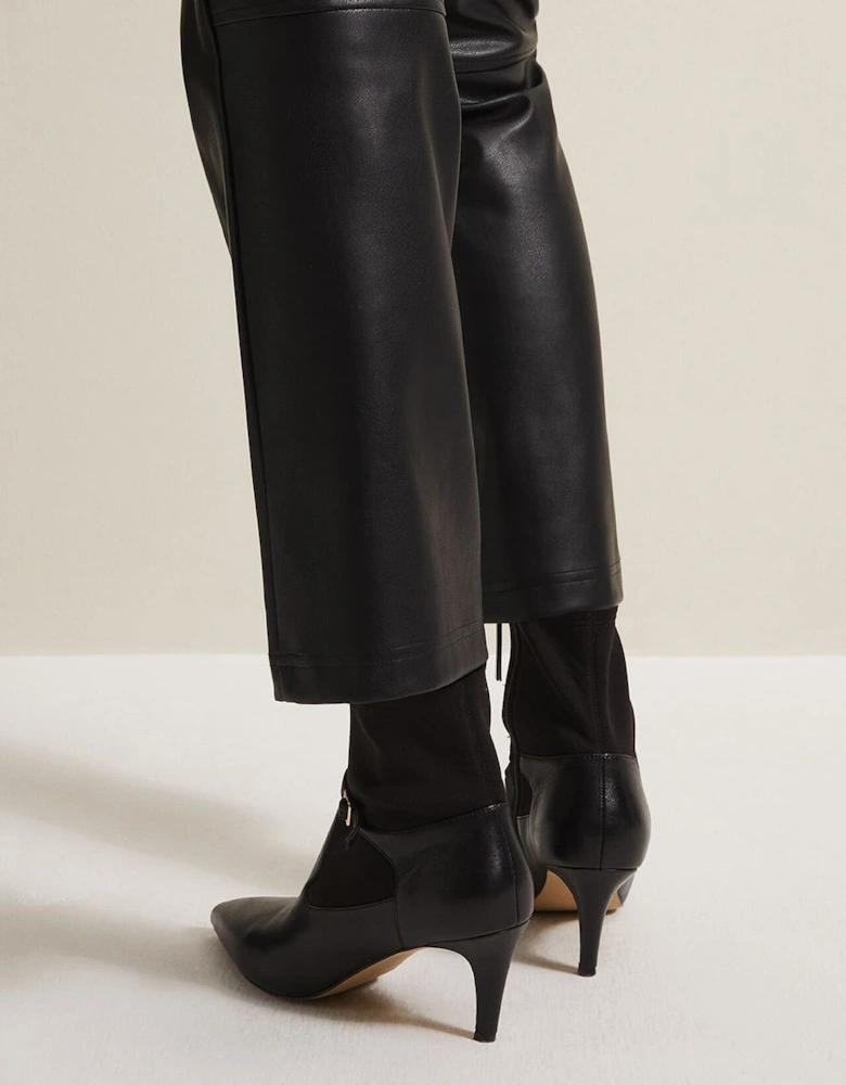 Leather Buckle Detail Sock Boots