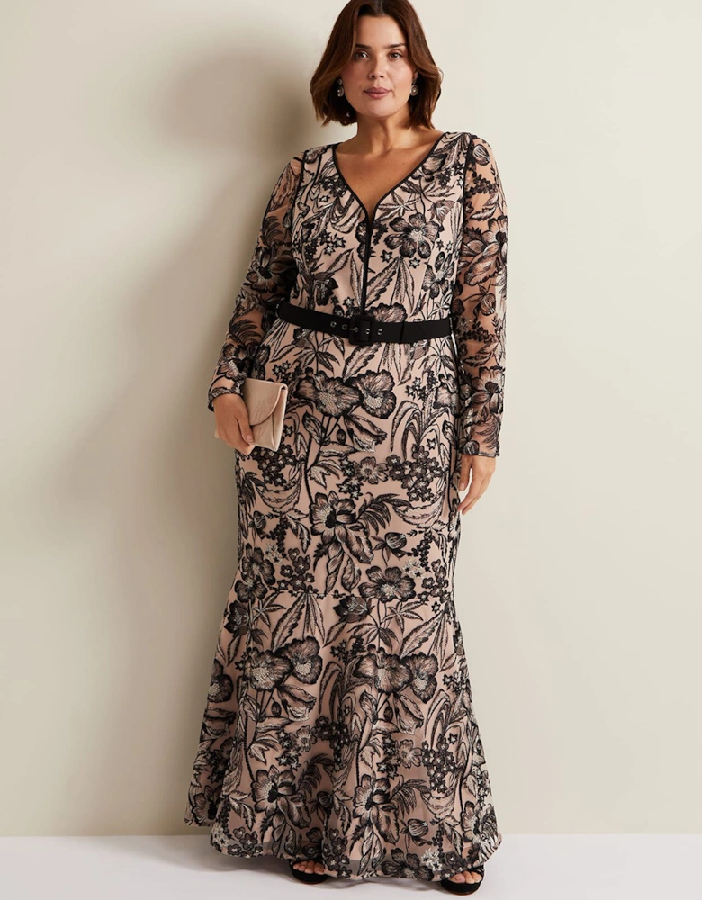 Nola V-Neck Embroidered Maxi Dress